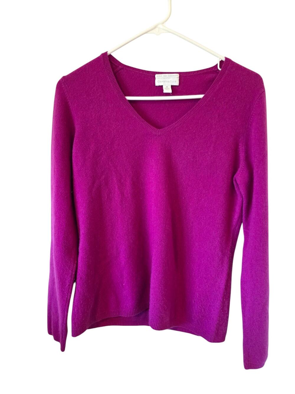 Charter Club Womens 100% cashmere V-neck Cardigan Sweater Size Medium Purple